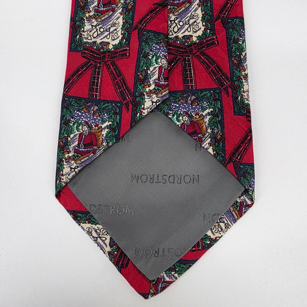 Robert Talbott Christmas Santa Sled Silk Tie Mens Red Holiday Joy - Picture 4 of 6